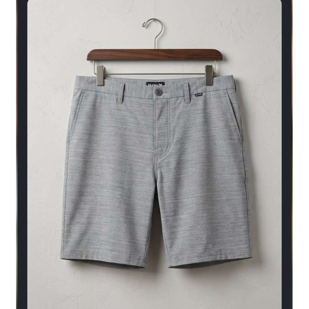 Hurley Mens Grey Heathered Hybrid Walk Shorts Size 38 Casual Summer Chino